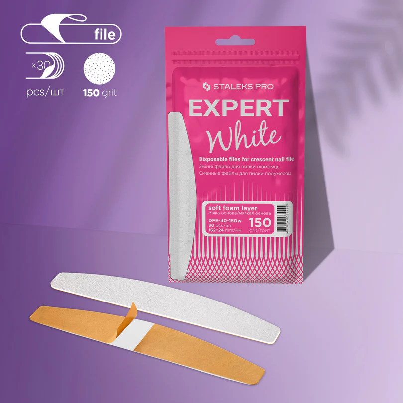 DFE-40 Wymienne pilniki białe na bazie miękkiej do pilnika półksiężycowego EXPERT 40 (30 szt)